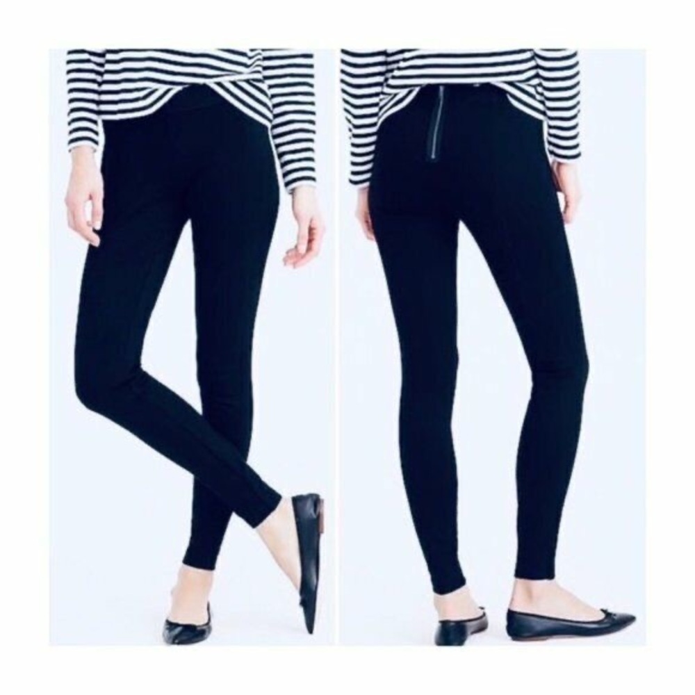 J.Crew Navy Blue Pixie Pant High Rise Back Zip Ponte Knit Skinny Leggings 4R